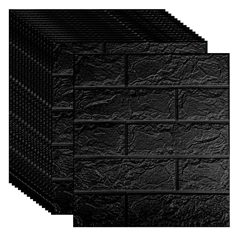 WALLPAPER FOAM 3D WARNA HITAM UKURAN 77 CM X 70 CM