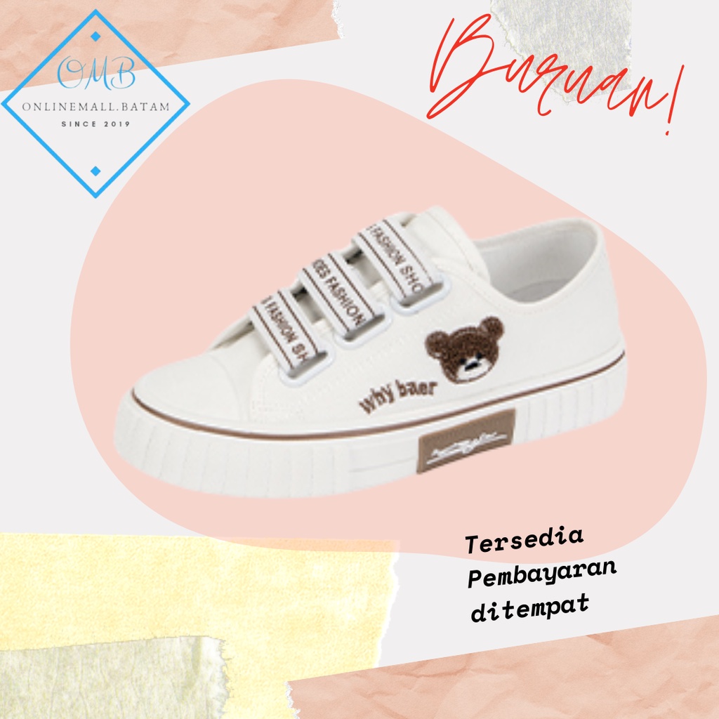 Sepatu Sneakers Kanvas Wanita Casual Import Sport Shoes Original Hitam Putih Onlinemall 225-PUTIH