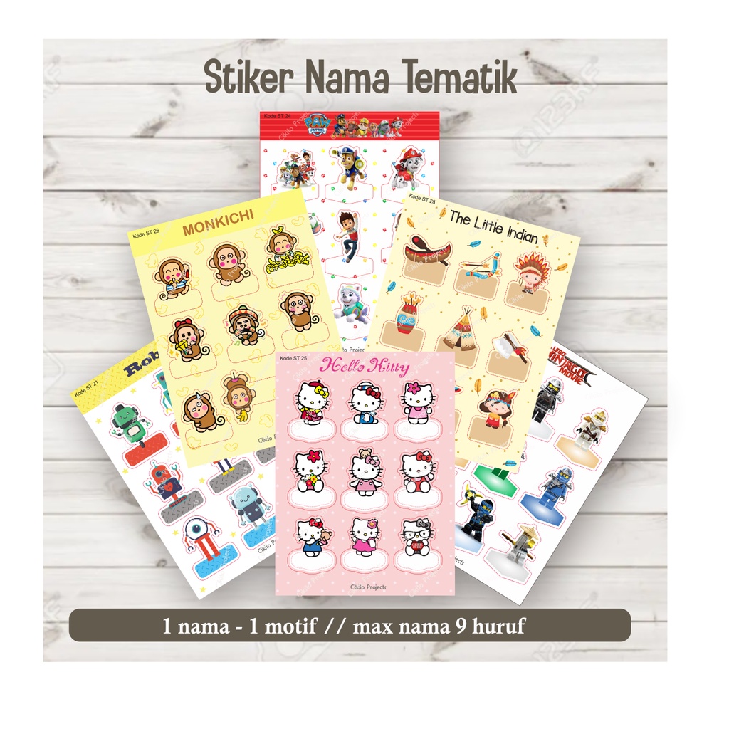 

Label Nama Stiker Waterproof Anak Lucu Anti Air Robot Cowboy HelloKitty Monkichi Panda Pinguin Princess