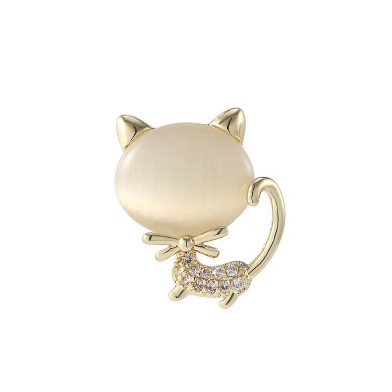 Bros Pin Desain Kartun Kucing Aksen Berlian Gaya Korea Untuk Wanita