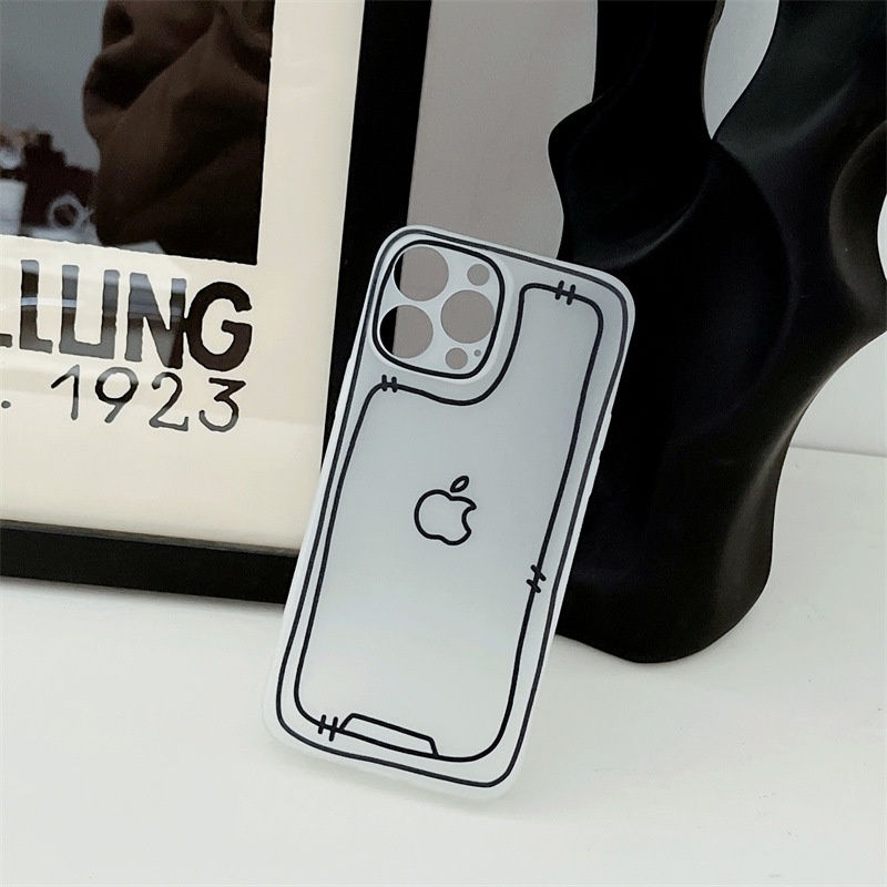 IPHONE Boldface Anime Line Matte Semi Transparan Phone Case Cover Untuk Iphone7 8 PLUS X XR XS 11 12 13 14 MINI PRO MAX SE 2020