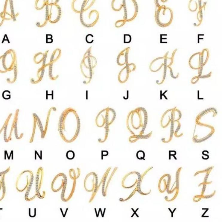 UGM BROS HURUF VARIASI A-Z WARNA GOLD DAN SILVER / Bros huruf Termurah / Bros Huruf / Bros Inisial h