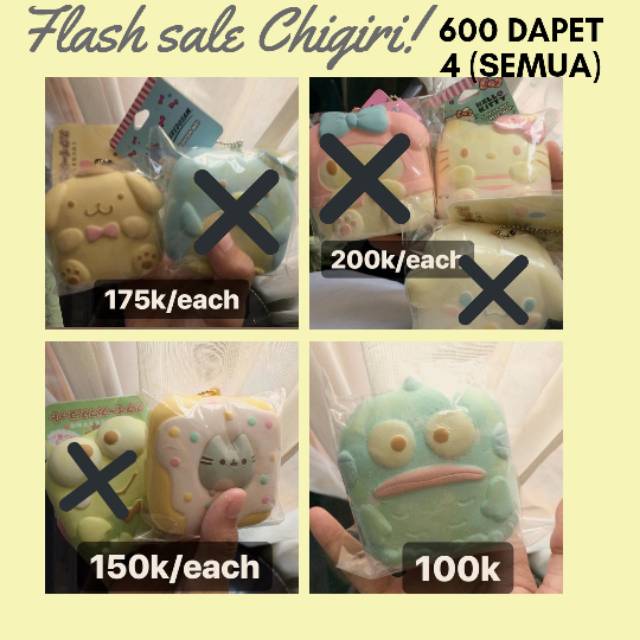 Flash sale squishy chigiri ibloom , sanrio , pusheen