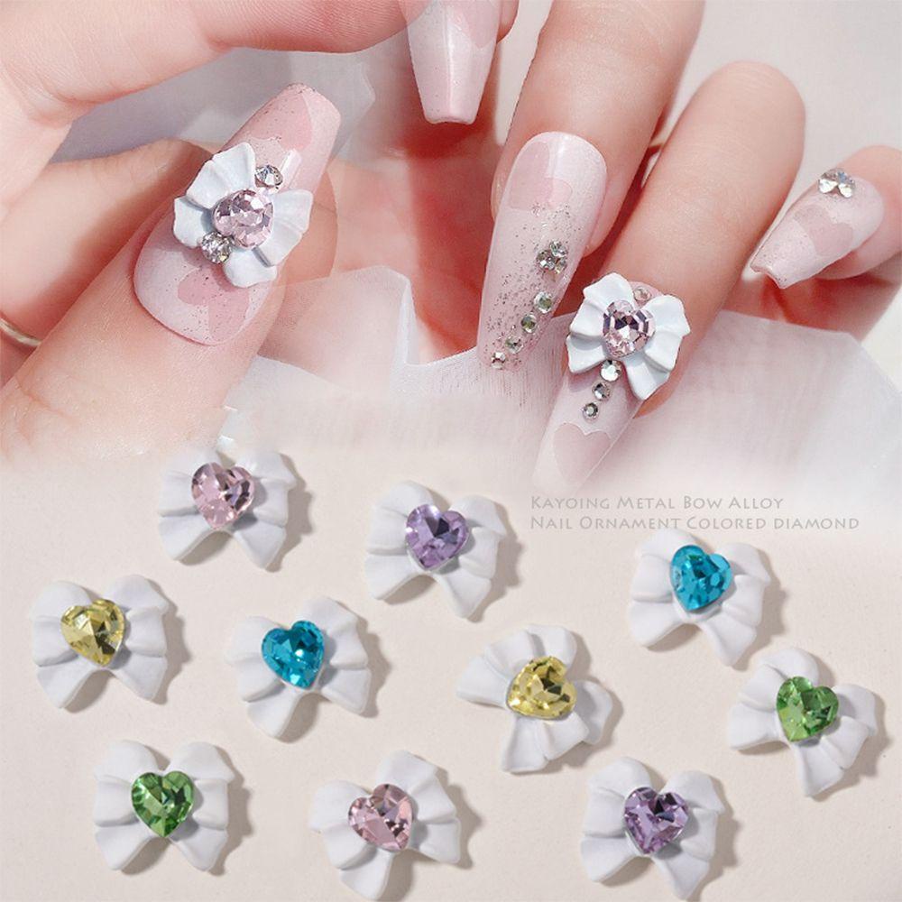 2 Pcs Kristal Bentuk Dasi Kupu-Kupu Untuk Dekorasi Nail Art