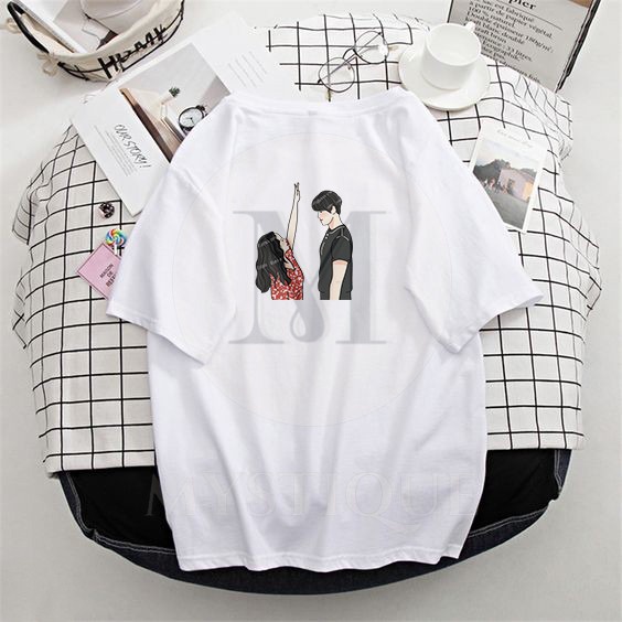 MYSTIQUE.ID-BAJU KAOS RED GIRLBLACK BOY T-SHIRT LUCU DAN AESTHETIC