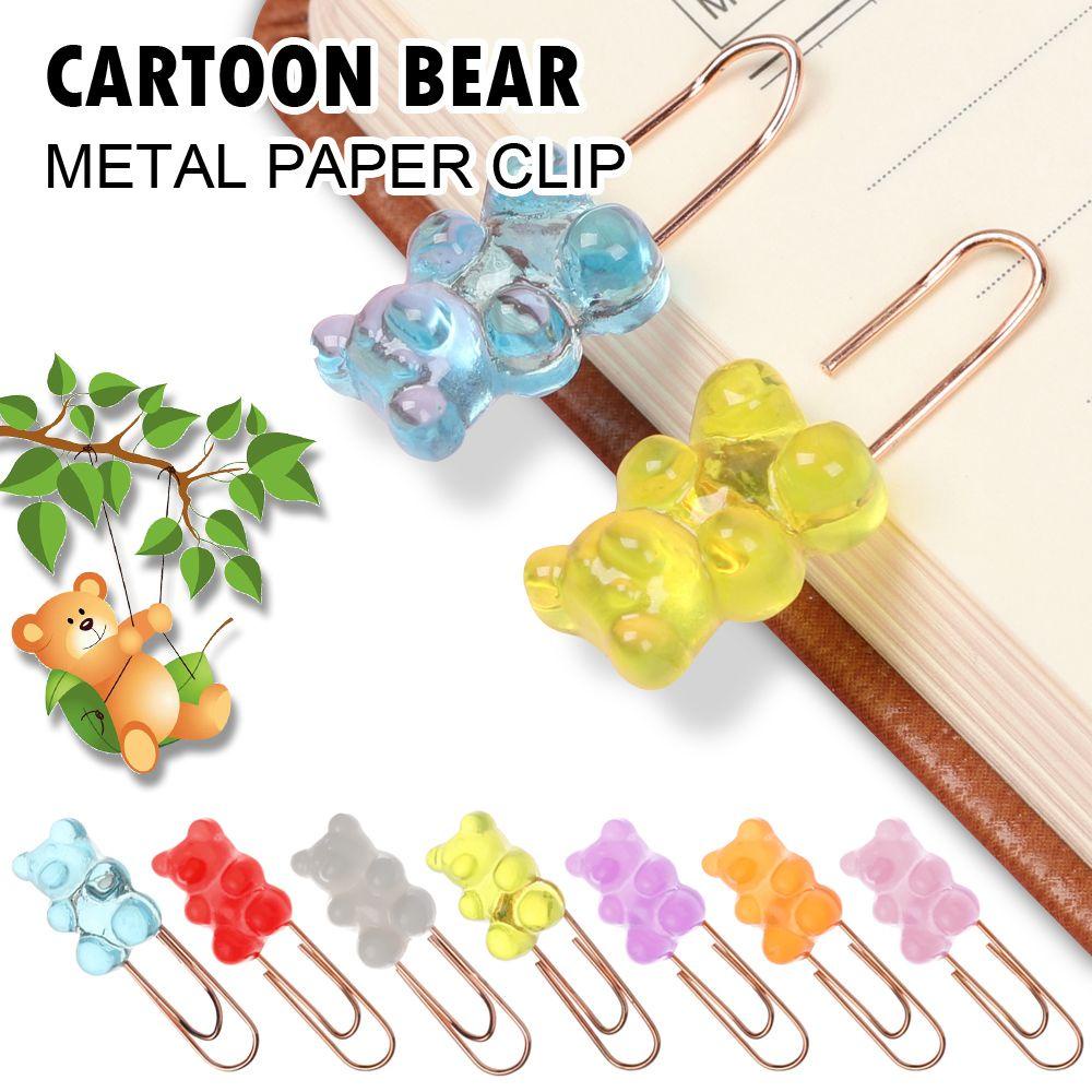 Nanas 2pcs /set Klip Kertas Rainbow Bear Kantor Sekolah Bookmark Binder