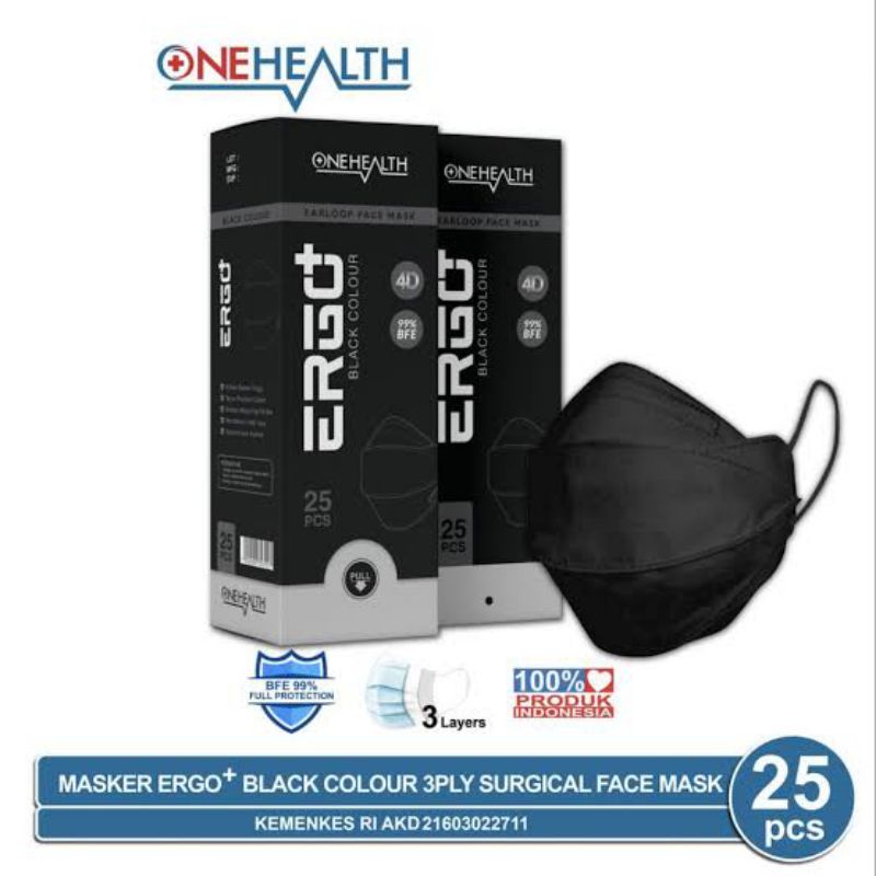 Masker Ergo One Health Medis Black Box isi 25