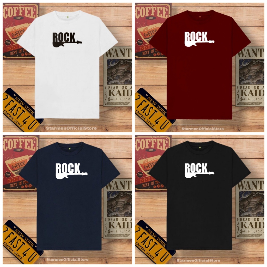 Kaos Distro Unisex ROCK Katun Combed 30s / sablon polyflex /polyflex premium / Pakaian Pria Wanita Atasan Cowok Cewek /kaos kekinian / kaos viral / tshirt tumbrl tee basic /SIZE M , L , XL , XXL / kaus oblong oversize kaos murah best seller ready