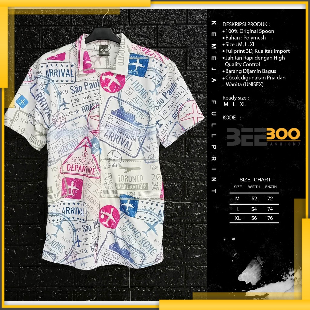 [BEEBOO] KEMEJA PRINTING 3D SUBLIM PRIA/WANITA AIRPORT