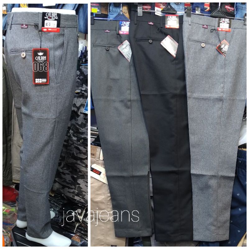 CELANA BAHAN PRIA SLIMFIT, KANTOR /FORMAL CALBIN "original" bahan wol slimfit
