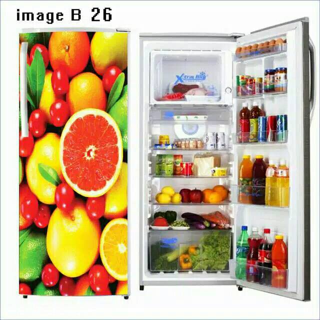 Sticker kulkas 1 pintu motif buah