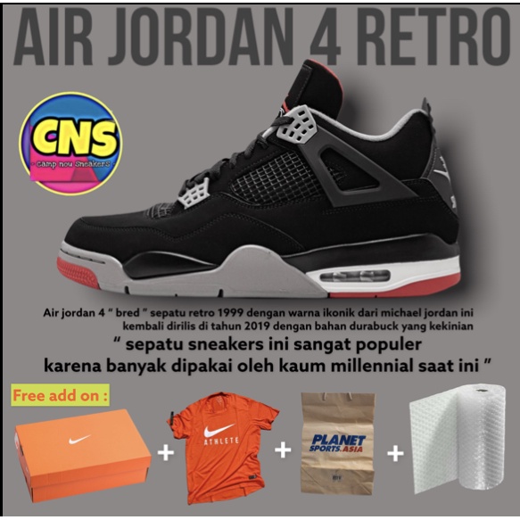 Nike air jordan 4 retro black red
