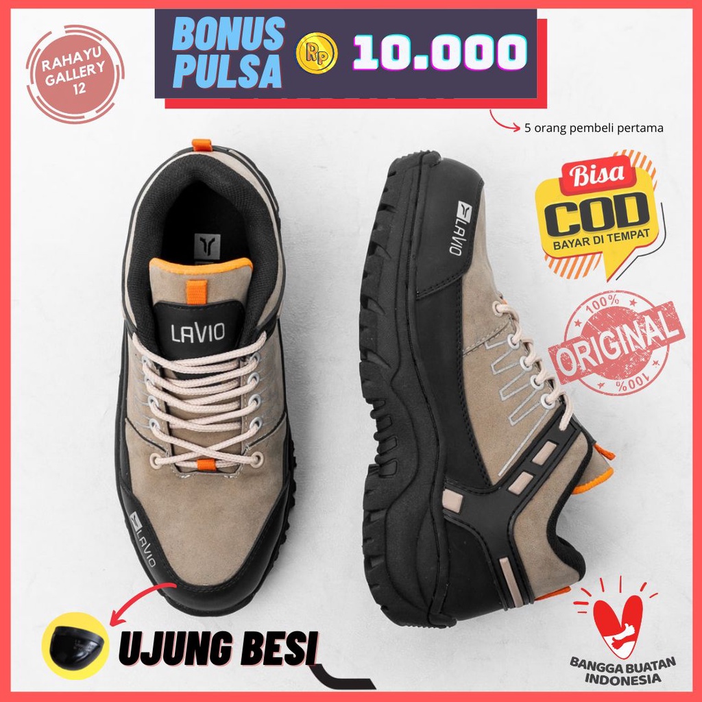 Sepatu Safety Pria Ujung Besi Original Lavio Leacher Septi Kerja Proyek Lapangan