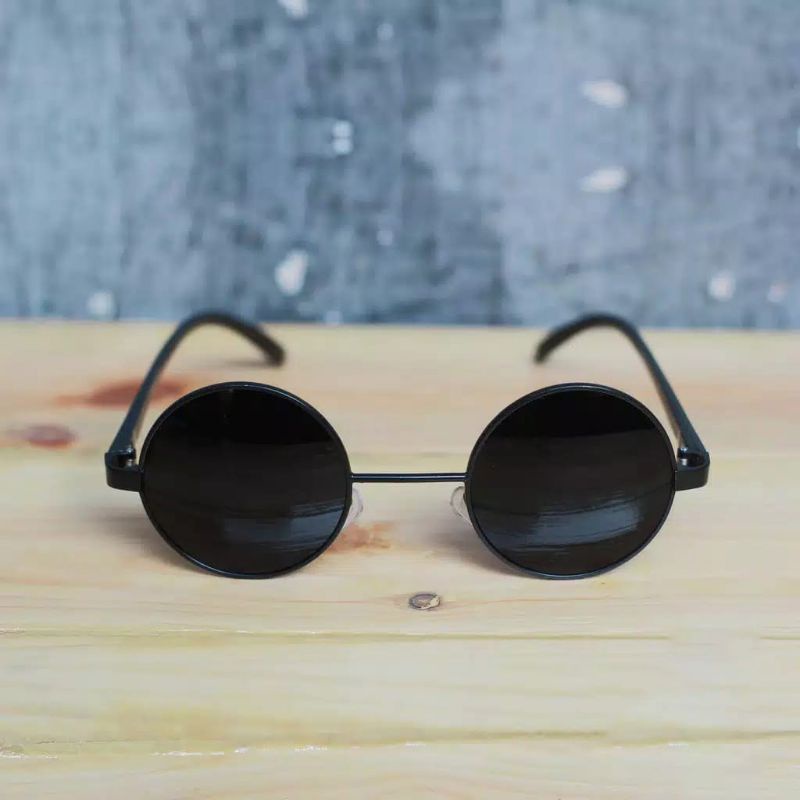Kacamata Boboho Kacamata Bulat Hitam Kacamata Pria Wanita Hitam Bulat Import