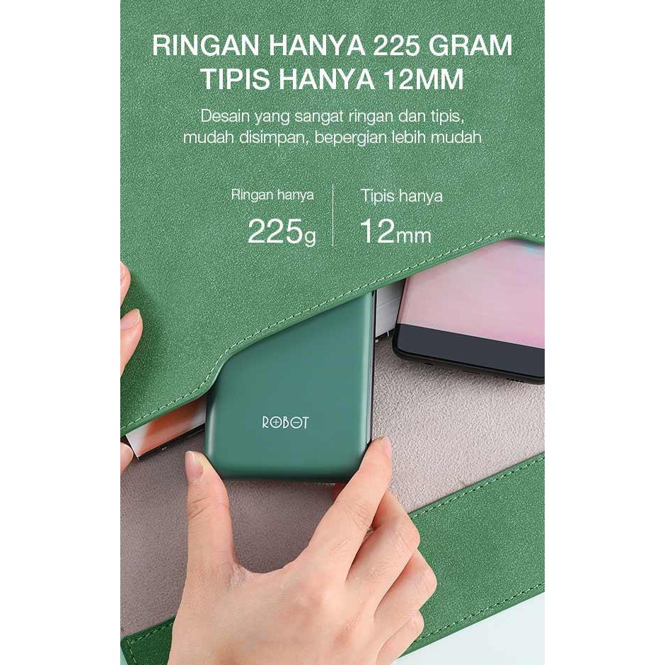 POWERBANK ROBOT RT180 RT190 RT10 RT100Q 10000 MAH ROBOT PowerBank RT-12 10000 mAh Dual Input Output Slim Original Garansi 1 Tahun [MPG]