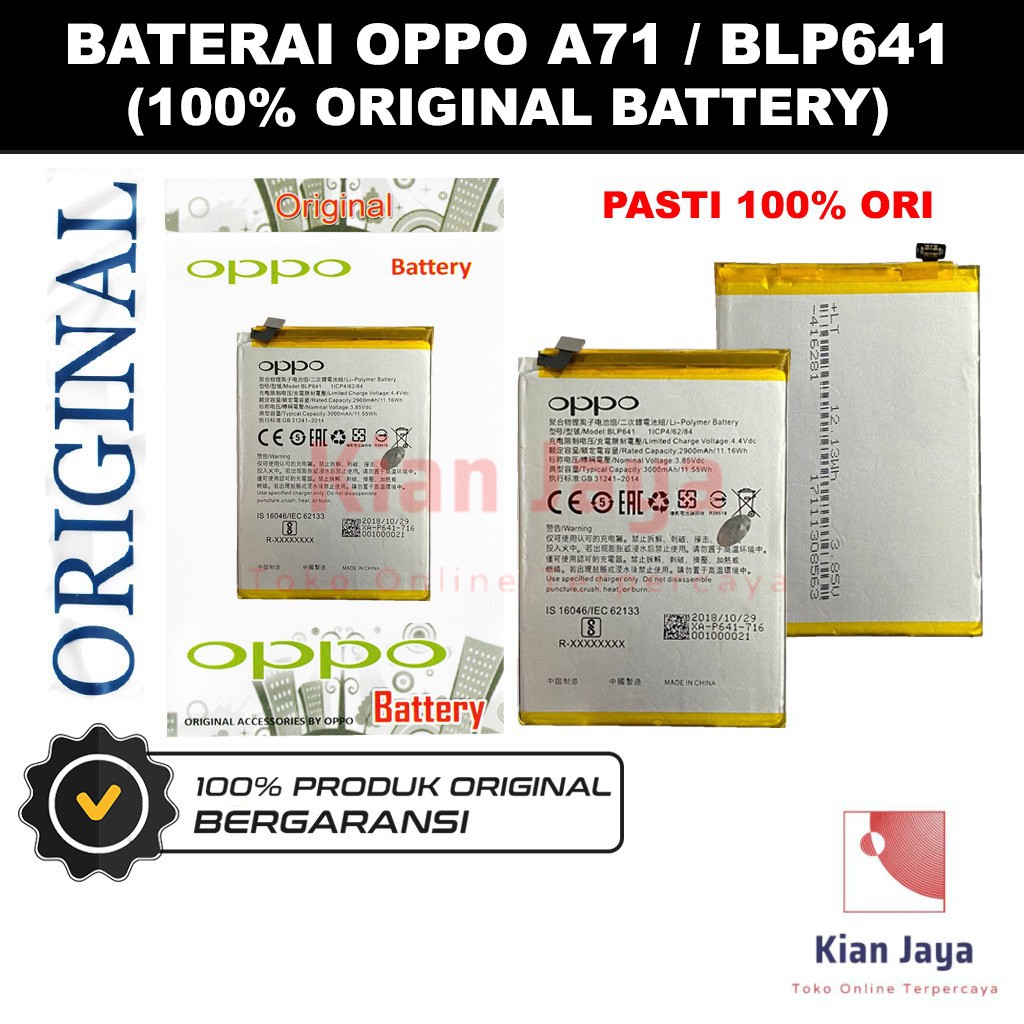 Baterai Original Oppoo A71 / BLP641 Batre batrai Battery Hp 100% Ori