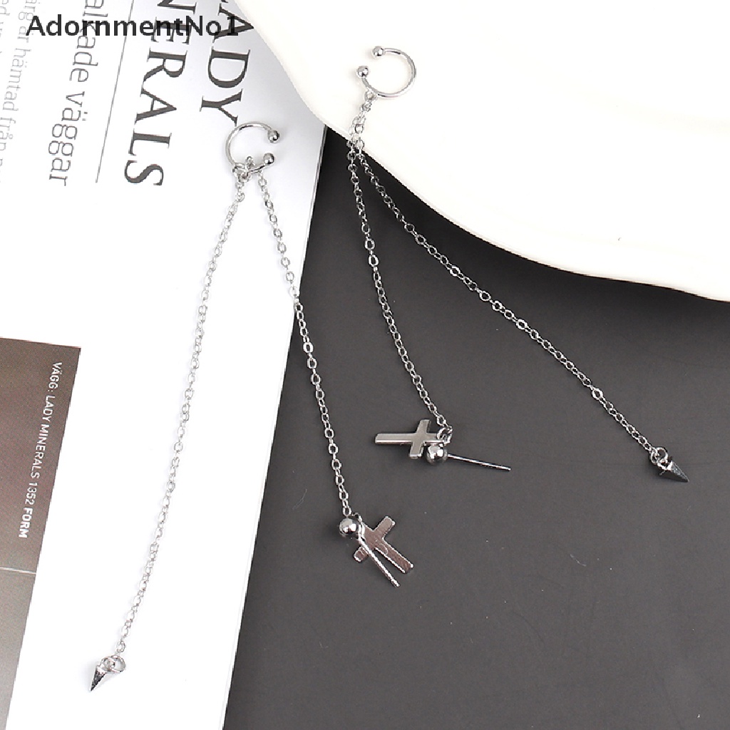 (AdornmentNo1) 1pc Anting Tusuk Gantung Desain Salib + Rivet Gaya Punk Untuk Wanita