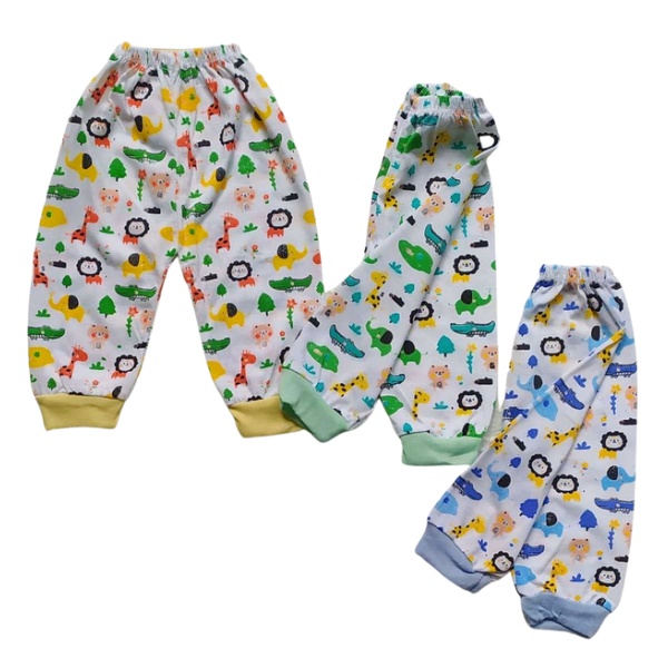 3 Pcs celana panjang bayi laki laki usia 0 -18 bulan motif random