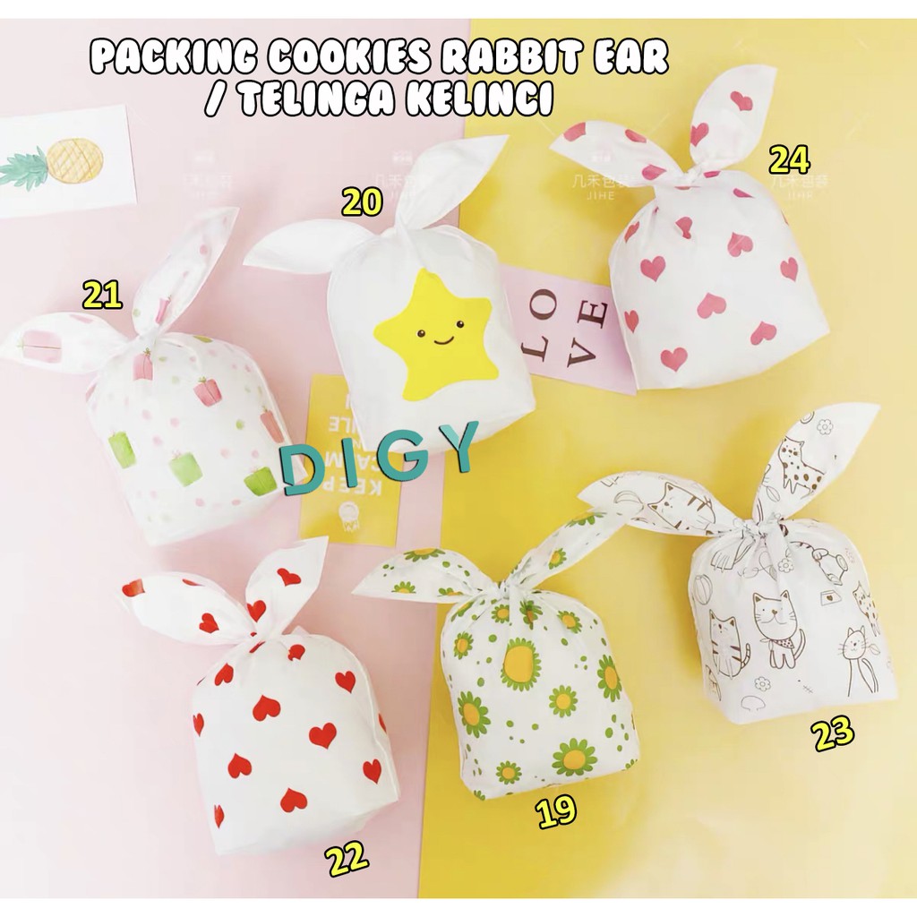 [20 PCS]  Packing Cookies Rabbit Ear Ukuran M Kemasan Kue Lucu Unik Packaging Cookies Bunny / Rabbit