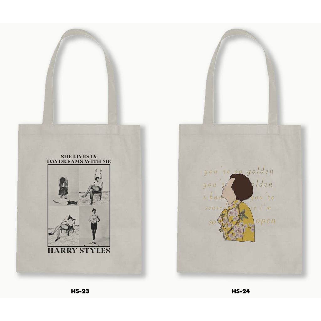 Tas Tote Bag Resleting Kanvas/Blacu  - Harry Styles 02