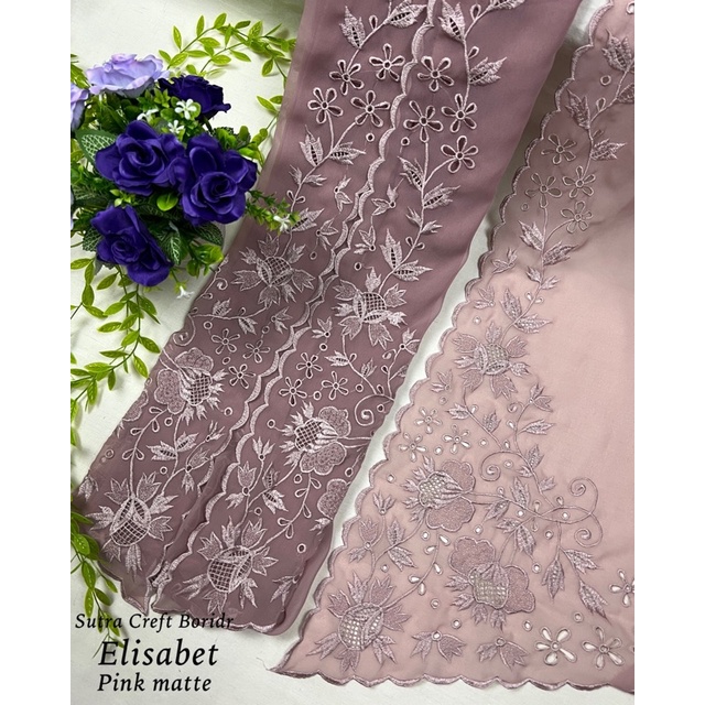 sutra creft bordir / kebaya bordir bali / Bahan kebaya bordir / kebaya bordir-Pink matte