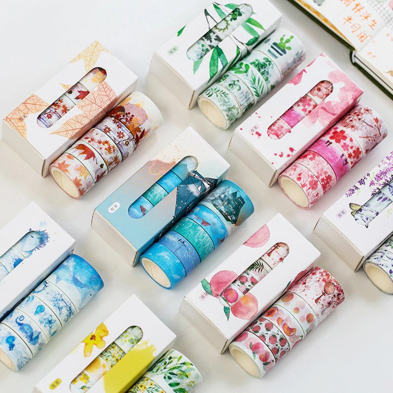 

INDORETAIL | 5 Gulungan/Box Lavender Tema Dekoratif Washi Tape DIY Diri Perekat Scrapbooking
