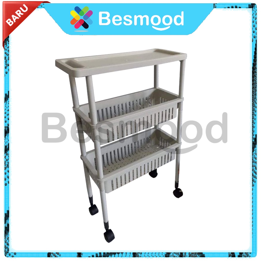 Besmood Rak Sisipan Plastik 3 Susun/Rak Roda Elco