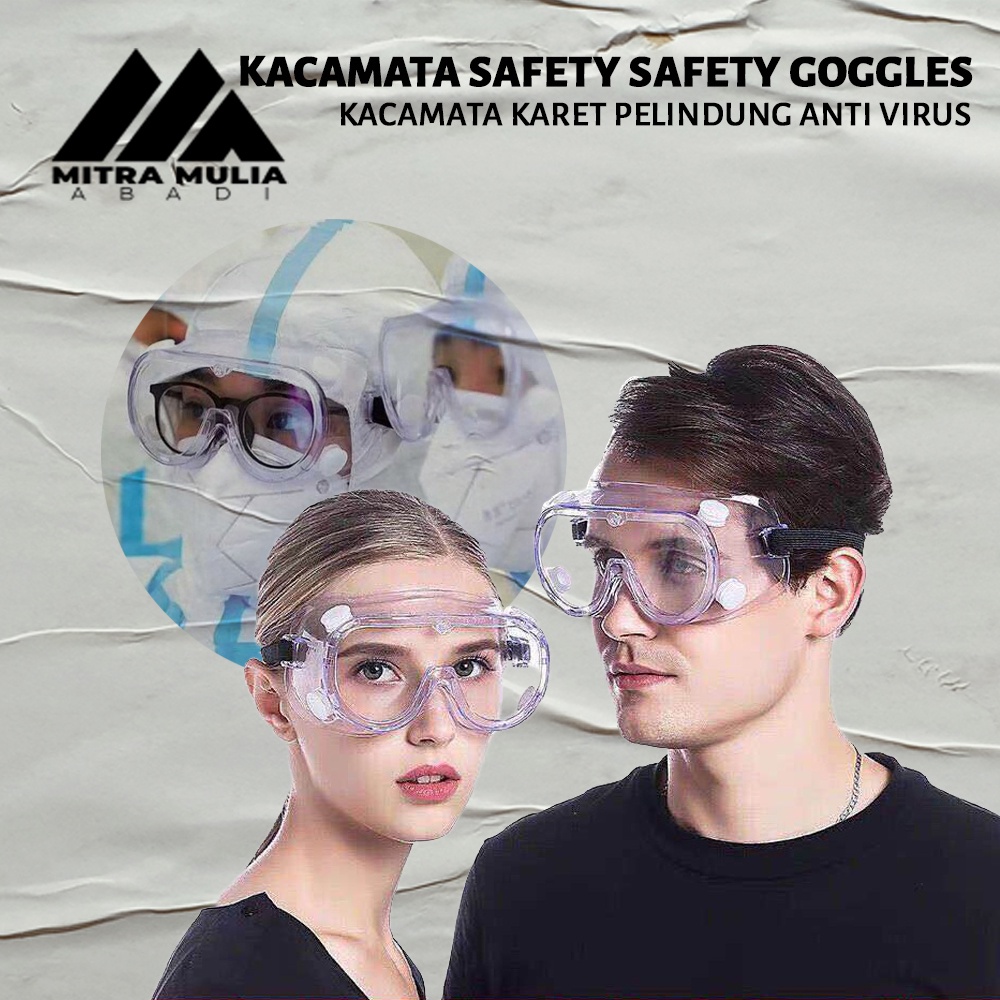 Kacamata Karet Pelindung Anti Virus l Safety Goggles Eye Shield APD