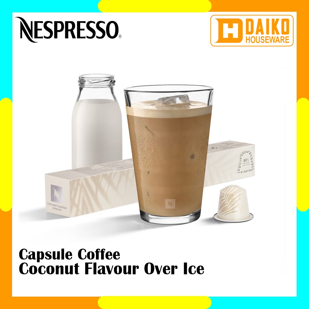 

Capsule Nespresso Coconut Flavour Over Ice Original Nestle 1 Pack - Coffee Limited Editions Kopi Kapsul Expired Panjang