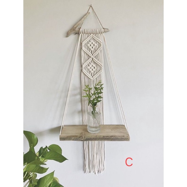 READY STOK) macrame rak kayu/ macrame ambalan/ Dekorasi rumah