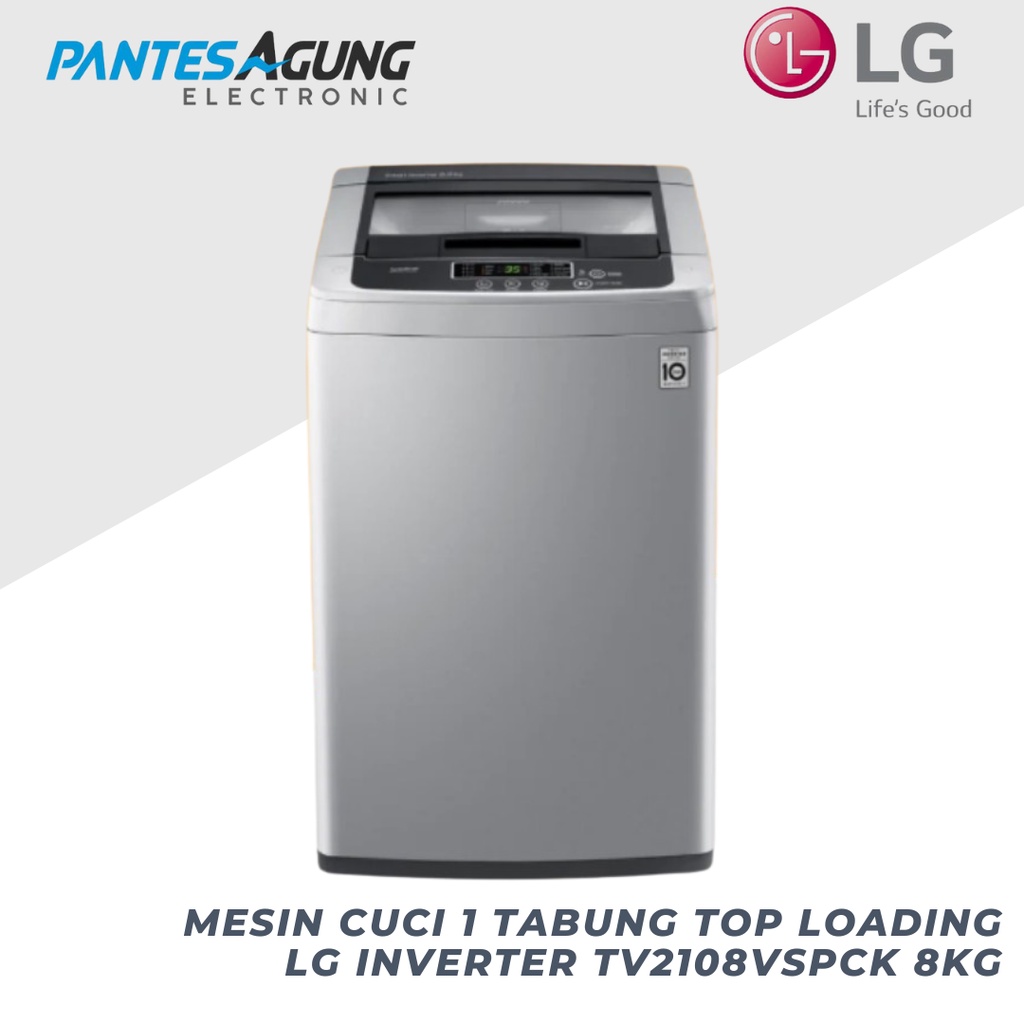 MESIN CUCI 1 TABUNG TOP LOADING LG INVERTER T2108VSPCK 8KG khusus bdg