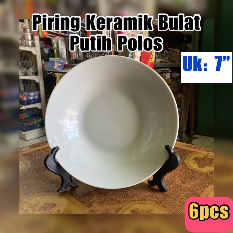 Piring Keramik Putih Polos 18cm Piring Lauk Padang Lusinan