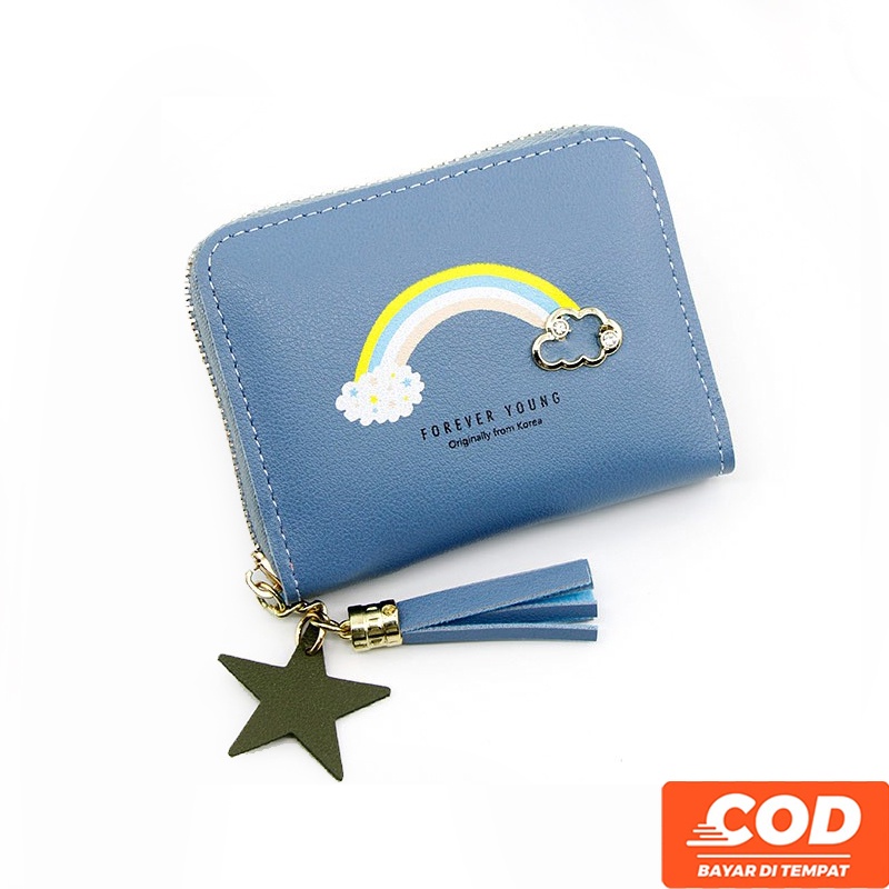 Dompet Mini Lipat Import Wanita Resleting Korea Koin Cewek Rainbow Pelangi Kartu Fashion Murah Grosir COD TOKO92