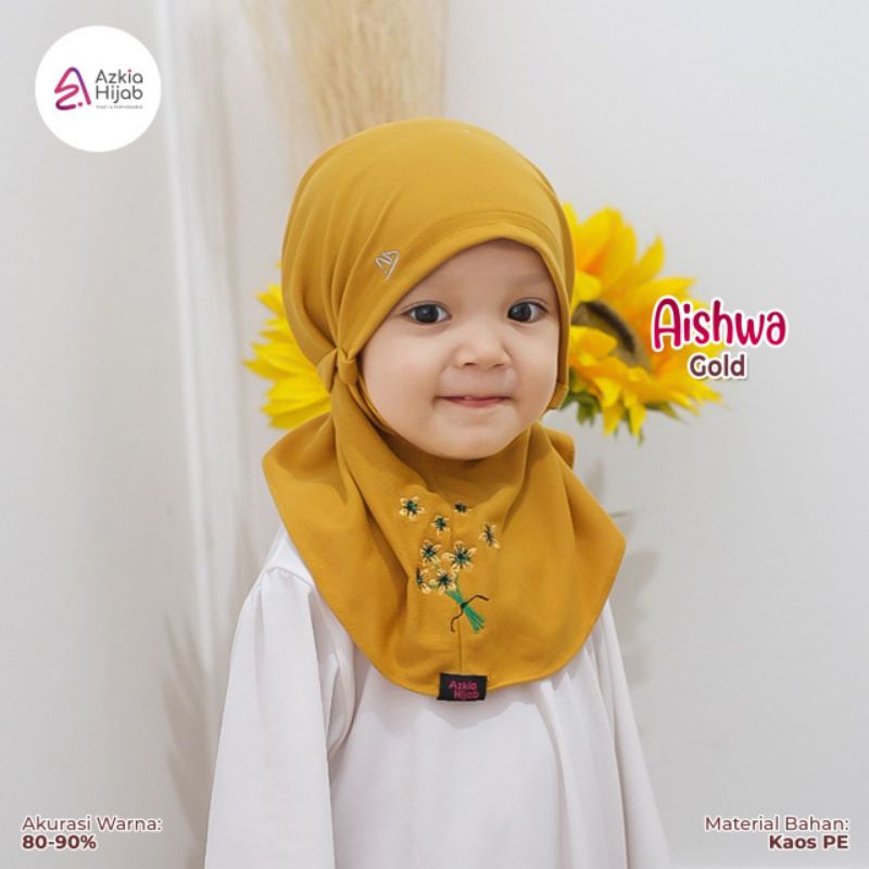 Aishwa || size SS (size 1) jilbab anak / bayi || usia 0 bulan - 6 bulan new azkia hijab-Gold