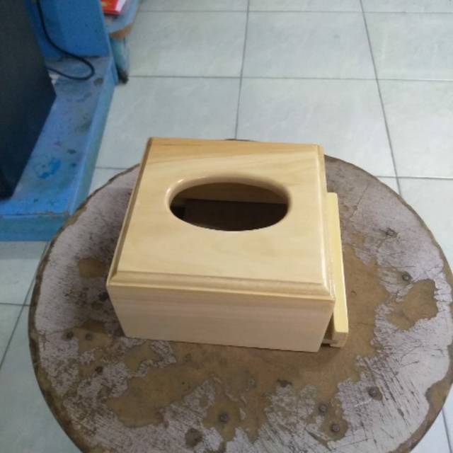 Kotak Tisu Kayu / Tempat Tisu Warna Natural 14 x 14 x 8 / Box Tissue (hi grade)