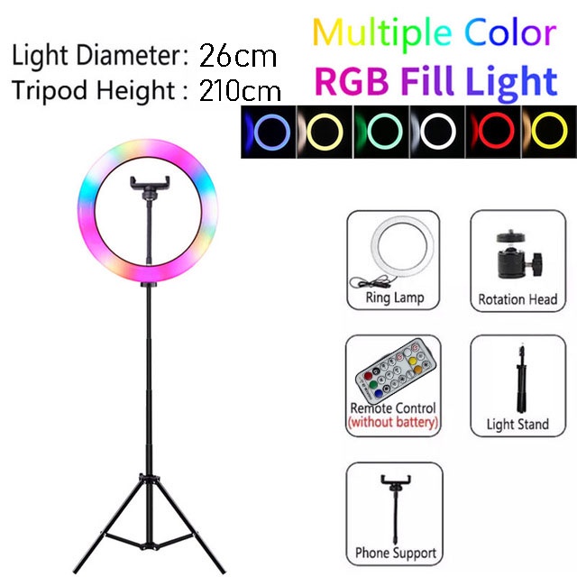 Video Light Dimmable RGB Selfie LED Ring Light With Tripod Stand USB Ring Lamp Large Photography Rim Light For TikTok Youtube