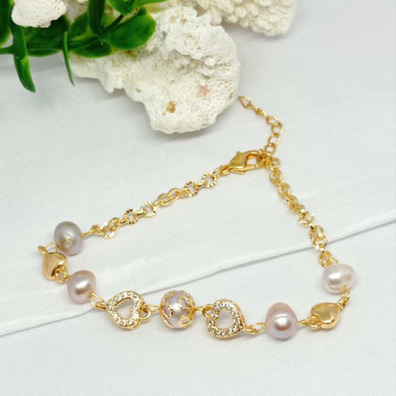 Gs2 BERSERTIFIKAT GELANG SERUT MUTIARA AIR TAWAR LOMBOK ASLI GELANG SERUT RHODIUM GELANG LOVE GELANG