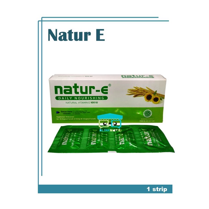 Natur E Vitamin E 100 IU Strip isi 4 Kapsul Hijau Natur-E Tubuh Sehat