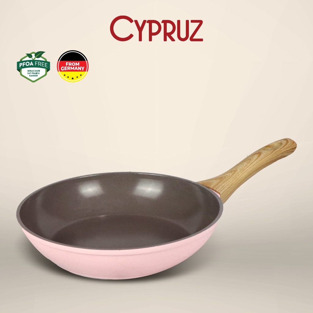 Cypruz Pink Ceramic Fry Pan / Wajan Penggorengan Anti Lengket