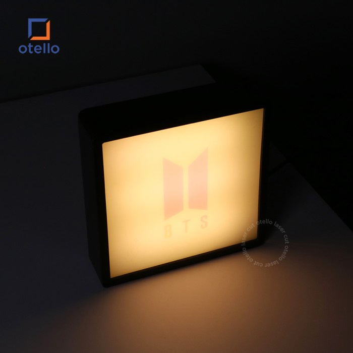 Acrylic Light Box Square BTS Logo | Lampu Tidur LED Kado Gift Hadiah Army Fans Bangtan Idol