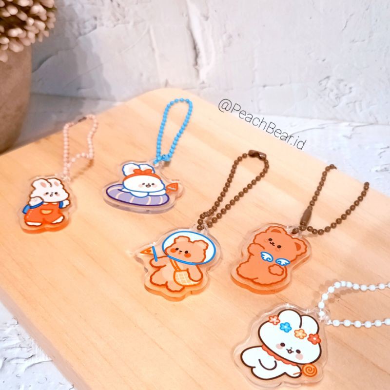 

KOREAN FLUFFY BEAR & BUNNY ACRYLIC KEYCHAIN AKRILIK FOR DIY BINDER