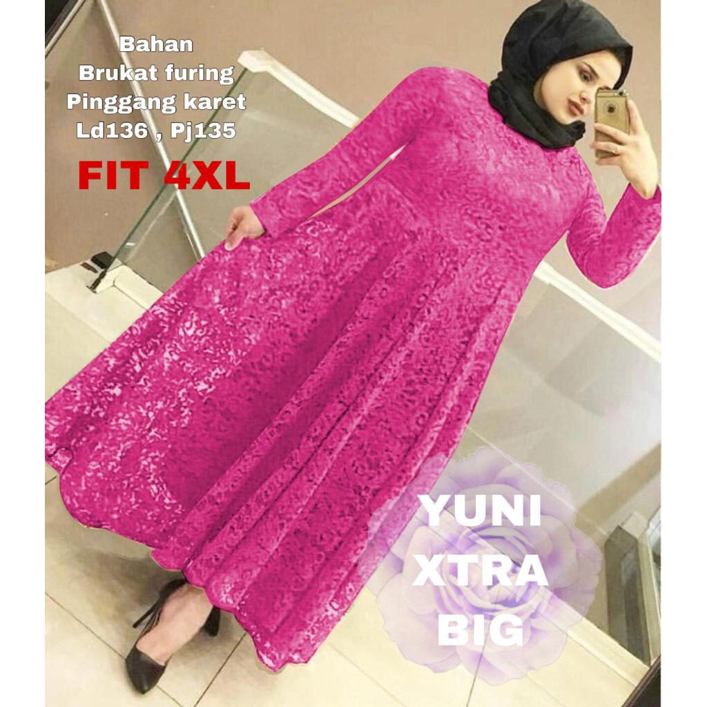 INDOBEST BRUKAT 4XL / 5XL XL  BIG SIZE XTRA / GAUN PESTA / YUNI DRESS GOOD QUALITY GAMIS