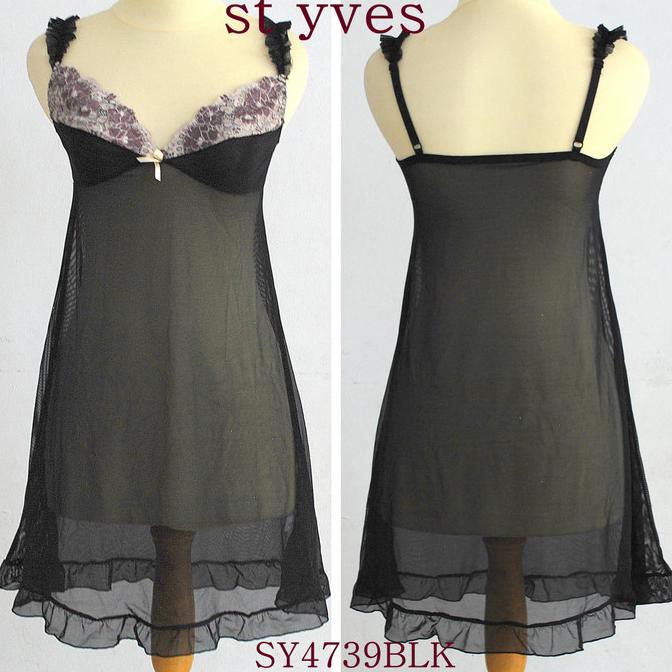 LINGERIE ST YVES, BAHAN MESH TRANSPARAN, TANPA KAWAT SY4739BLK
