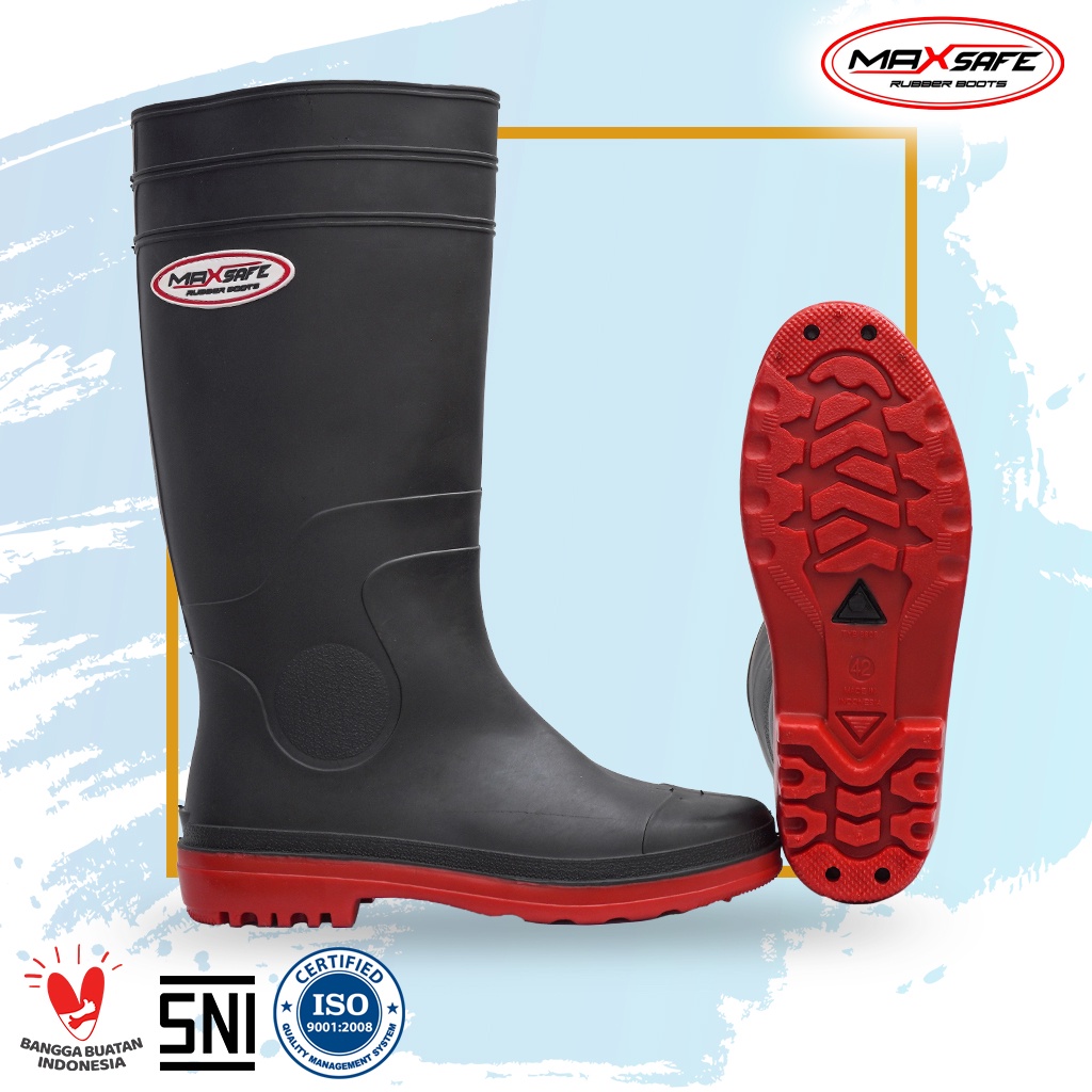 Toyobo Boots &amp; MaxSafe Boots Panjang Hitam Merah