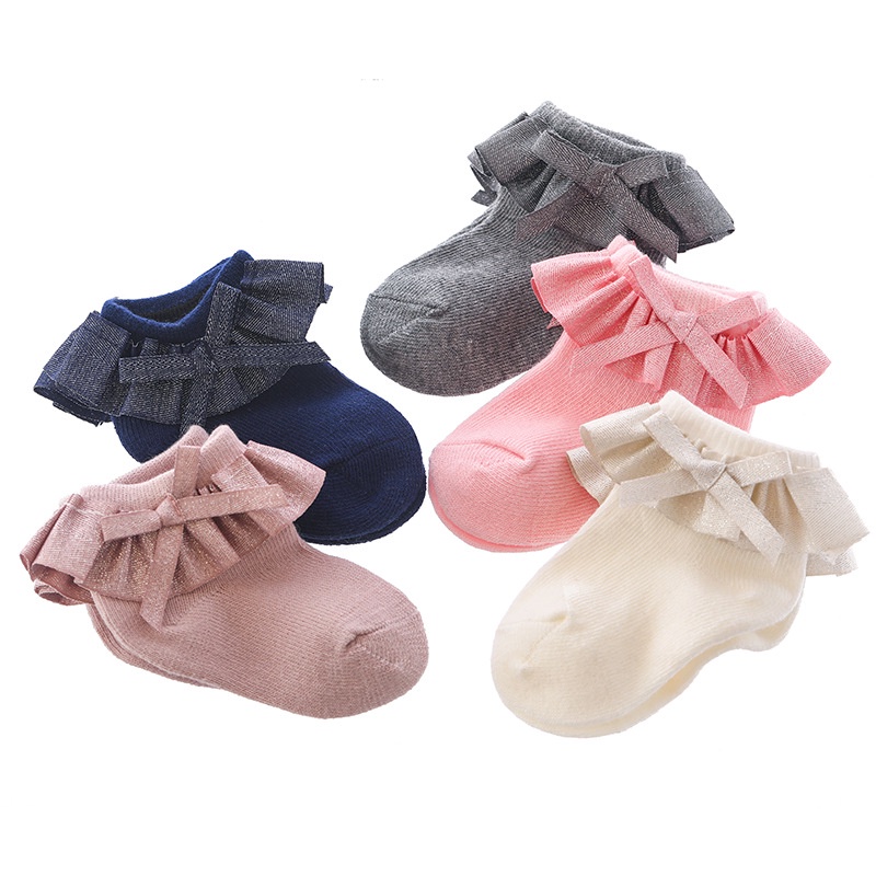 (Pimenova) kaos kaki anak renda polos kaos kaki anak renda korea , kids socks renda satin gliter