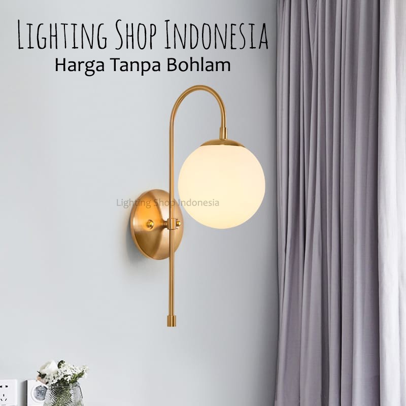 Lampu Dinding Gold Hitam kaca Minimalis Modern Wall Lamp