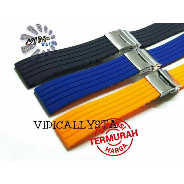 TALI JAM TANGAN STRAP RUBBER ENGSEL 18 20 22 24 PREMIUM RUBBER CLAPS FOLDING