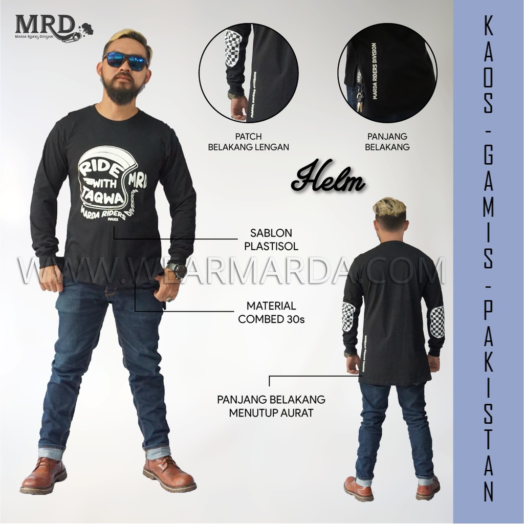 Gamis Ikhwan Muslim Lengan Panjang Bikers Ride With Taqwa Hitam