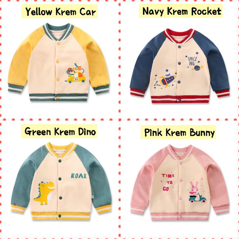 Jaket Baseball Bayi Balita Jaket Tebal Anak Laki Laki Perempuan Jaket Bisbol Bayi Tebal Lembut Jaket Anak Kancing Sweater Jaket Baju Lengan Panjang Unisex