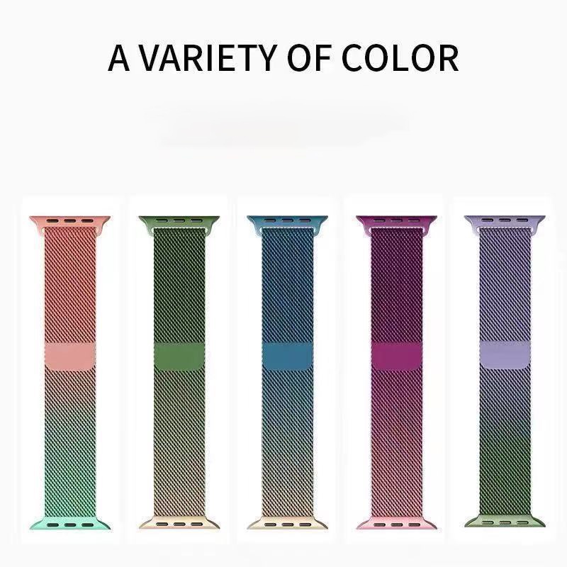 Gradient Color Milanese Watch Band For Aple Watch 8/ultra/7/6/5/4/3/2/1/SE Magnetic Stainless Steel Strap For Iwatch 38/40mm 42/44mm